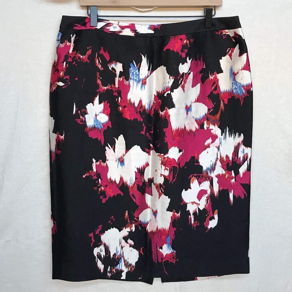 Classiques Entier Wool Silk Blend Floral Pencil Skirt size 16